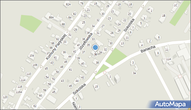 Sosnowiec, Sokolska, 36, mapa Sosnowca