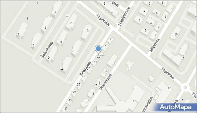 Środa Wielkopolska, Sosnowa, 11, mapa Środa Wielkopolska