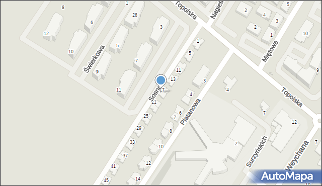 Środa Wielkopolska, Sosnowa, 19, mapa Środa Wielkopolska