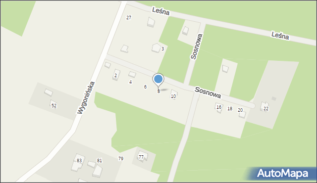 Stara Kiszewa, Sosnowa, 8, mapa Stara Kiszewa