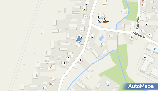 Stary Dzików, Sobieskiego, 2, mapa Stary Dzików