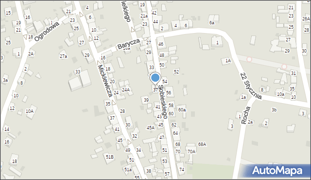 Stary Sącz, Sobieskiego, 37, mapa Stary Sącz