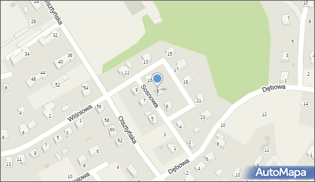 Stawiguda, Sosnowa, 8, mapa Stawiguda