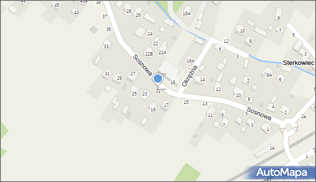 Sterkowiec, Sosnowa, 21, mapa Sterkowiec