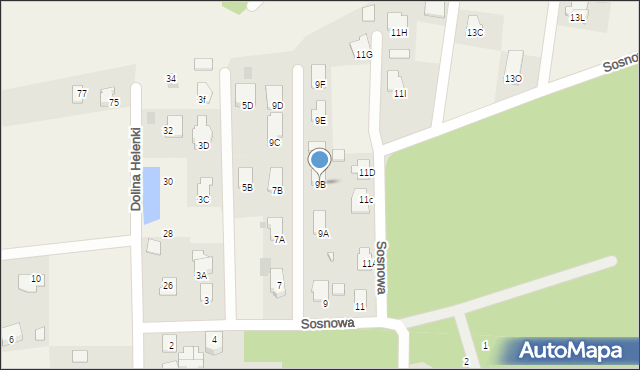 Stok Lacki-Folwark, Sosnowa, 9B, mapa Stok Lacki-Folwark