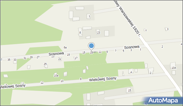 Strachów, Sosnowa, 13, mapa Strachów
