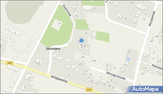 Strumiany, Sosnowa, 3, mapa Strumiany