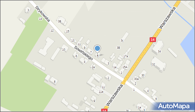 Stryków, Sowińskiego Józefa, gen., 5, mapa Stryków
