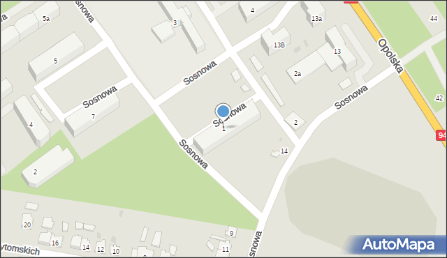 Strzelce Opolskie, Sosnowa, 1, mapa Strzelce Opolskie