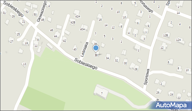 Strzyżów, Sobieskiego, 36, mapa Strzyżów