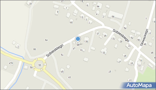 Strzyżów, Sobieskiego, 49, mapa Strzyżów