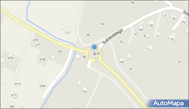 Strzyżów, Sobieskiego, 55, mapa Strzyżów