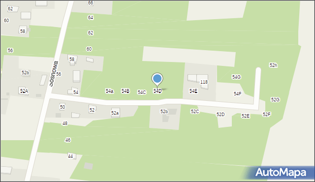 Styrzyniec, Sosnowa, 54D, mapa Styrzyniec