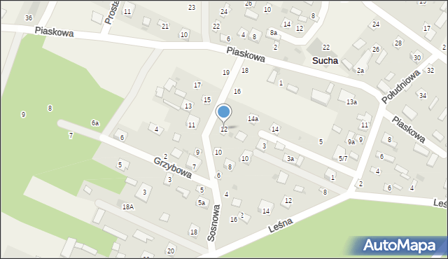 Sucha, Sosnowa, 12, mapa Sucha