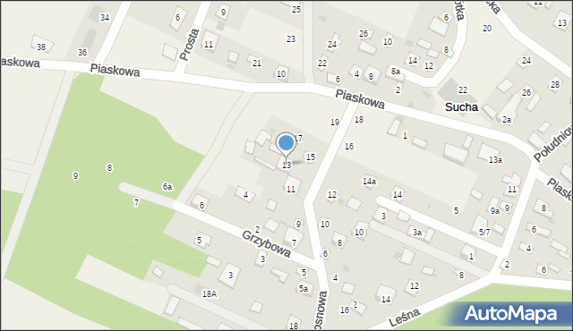 Sucha, Sosnowa, 13, mapa Sucha