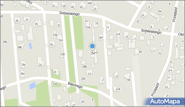 Sulejówek, Sobieskiego, 25A, mapa Sulejówek