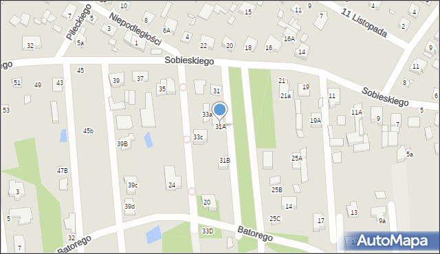 Sulejówek, Sobieskiego, 31A, mapa Sulejówek