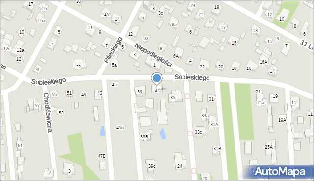 Sulejówek, Sobieskiego, 37, mapa Sulejówek