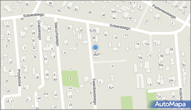 Sulejówek, Sobieskiego, 85A, mapa Sulejówek