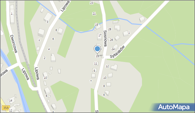 Świeradów-Zdrój, Sosnowa, 13, mapa Świeradów-Zdrój