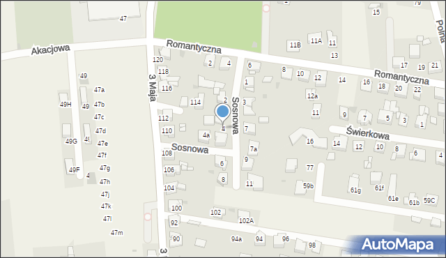 Świerklaniec, Sosnowa, 4, mapa Świerklaniec
