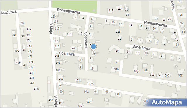 Świerklaniec, Sosnowa, 7a, mapa Świerklaniec