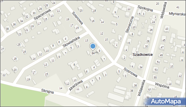 Szadkowice-Ogrodzim, Sosnowa, 9A, mapa Szadkowice-Ogrodzim
