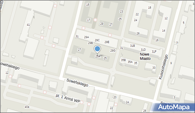 Szczecin, Sowińskiego Józefa, gen., 25A, mapa Szczecina