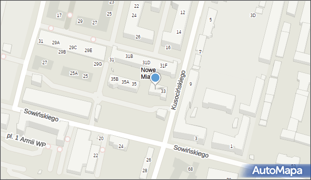 Szczecin, Sowińskiego Józefa, gen., 33A, mapa Szczecina