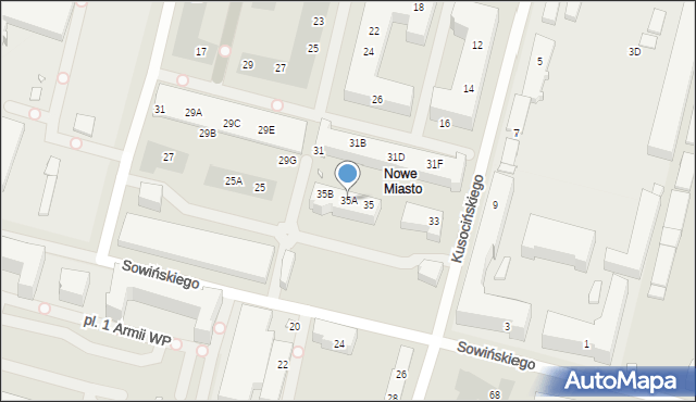 Szczecin, Sowińskiego Józefa, gen., 35A, mapa Szczecina
