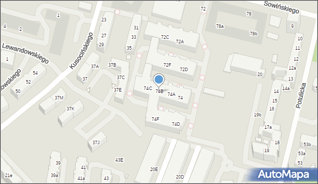 Szczecin, Sowińskiego Józefa, gen., 74B, mapa Szczecina