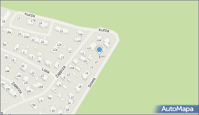 Szczecin, Sowia, 8, mapa Szczecina