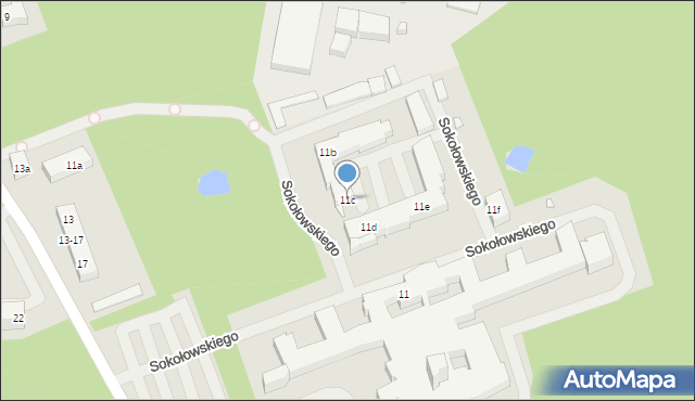 Szczecin, Sokołowskiego Alfreda, 11c, mapa Szczecina