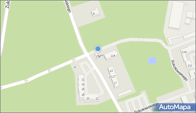 Szczecin, Sokołowskiego Alfreda, 13a, mapa Szczecina