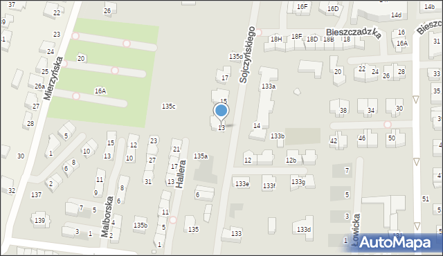 Szczecin, Sojczyńskiego-Warszyca Stanisława, gen., 13, mapa Szczecina