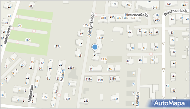 Szczecin, Sojczyńskiego-Warszyca Stanisława, gen., 14, mapa Szczecina