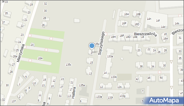 Szczecin, Sojczyńskiego-Warszyca Stanisława, gen., 17, mapa Szczecina