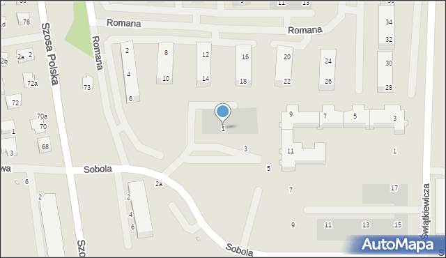 Szczecin, Sobola Bronisława, 1, mapa Szczecina