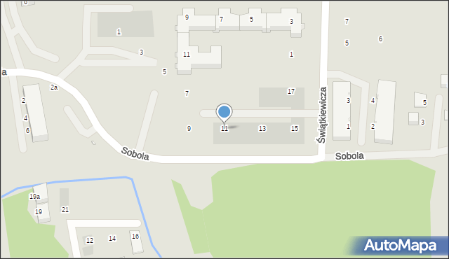 Szczecin, Sobola Bronisława, 11, mapa Szczecina