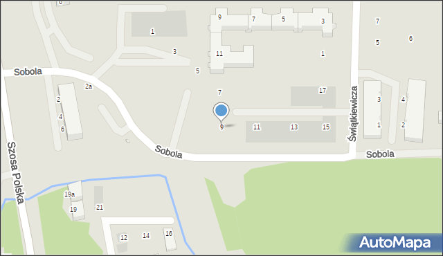 Szczecin, Sobola Bronisława, 9, mapa Szczecina