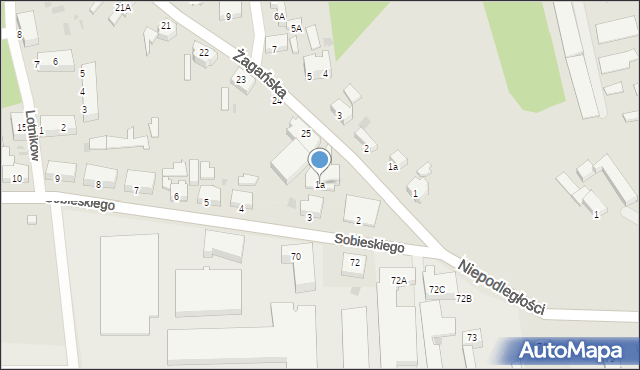 Szprotawa, Sobieskiego, 1a, mapa Szprotawa
