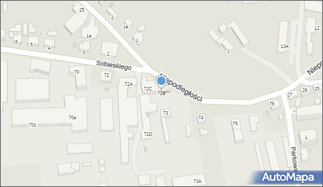 Szprotawa, Sobieskiego, 72B, mapa Szprotawa