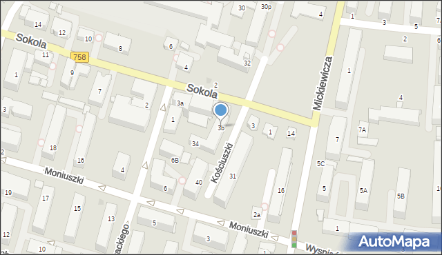 Tarnobrzeg, Sokola, 3b, mapa Tarnobrzegu