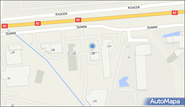 Tarnowo Podgórne, Sowia, 13B, mapa Tarnowo Podgórne