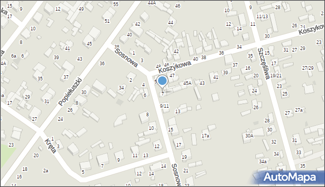 Tomaszów Mazowiecki, Sosnowa, 7, mapa Tomaszów Mazowiecki