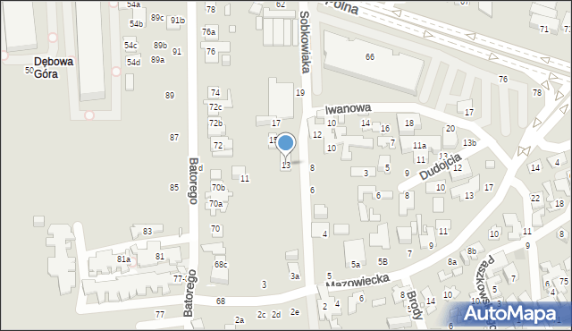 Toruń, Sobkowiaka Andrzeja, 13, mapa Torunia