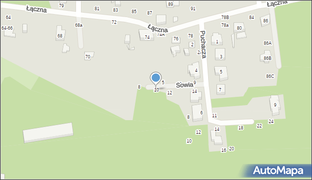 Toruń, Sowia, 10, mapa Torunia