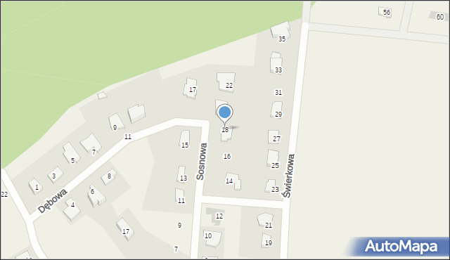 Trękusek, Sosnowa, 18, mapa Trękusek