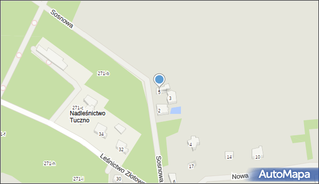 Tuczno, Sosnowa, 5, mapa Tuczno