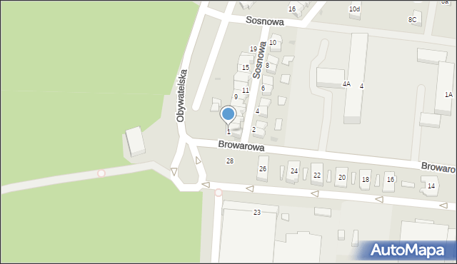 Tychy, Sosnowa, 1, mapa Tychów